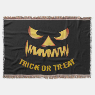 Trick or Treat with Pumpkin Face Throw Blanket