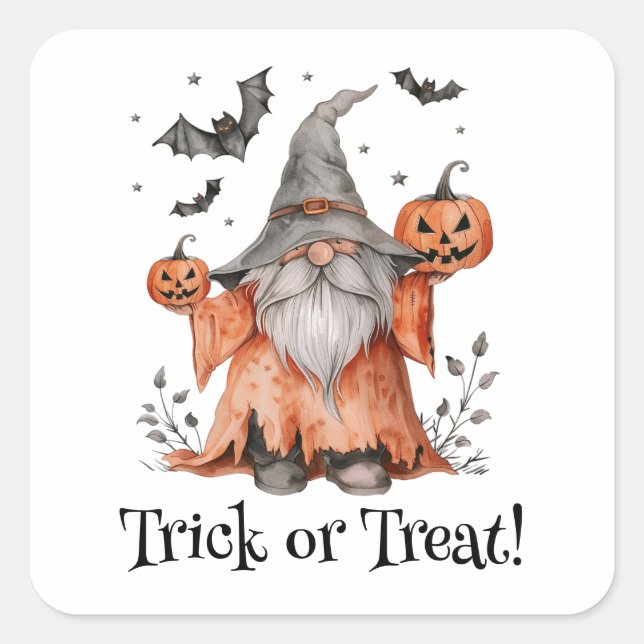 Trick or Treat Wizard Square Sticker (Front)