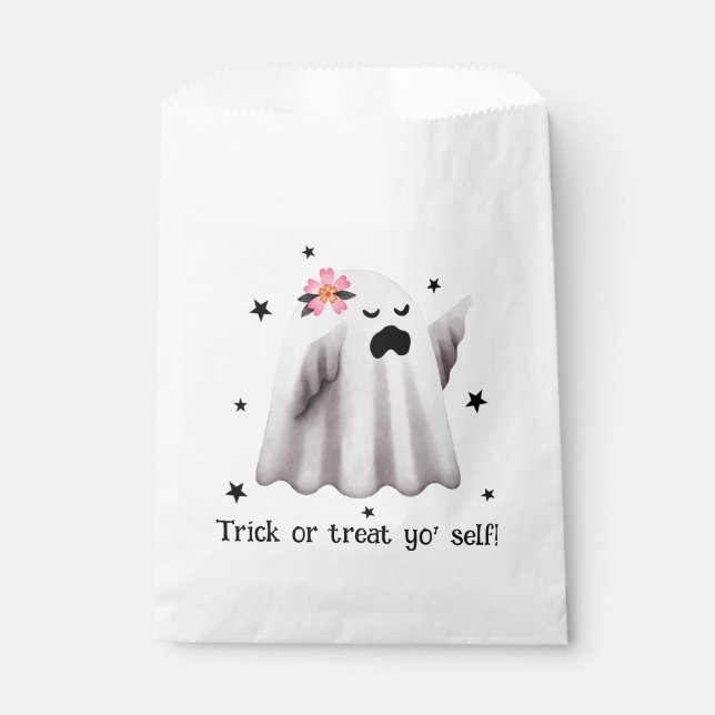 Trick or Treat Yo' Self Halloween Ghost Favour Bag (Front)