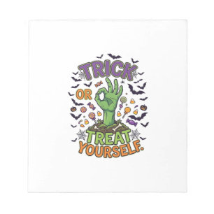 Trick Or Treat Yourself Zombie Hand Halloween Cand Notepad