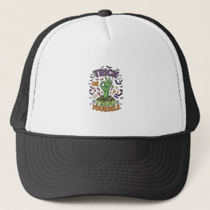 Trick Or Treat Yourself Zombie Hand Halloween Cand Trucker Hat