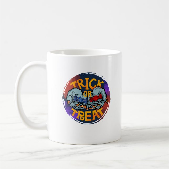 Trick or Treat – Zombie Hand with Candy Coffee Mug (Left)