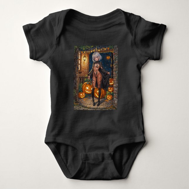 Trick or Treater, Brave Halloween Costume Girl Baby Bodysuit (Front)