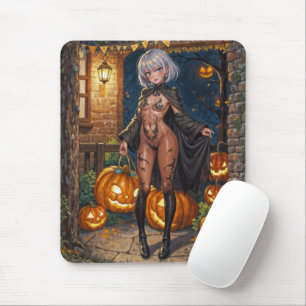 Trick or Treater, Brave Halloween Costume Girl Mouse Pad
