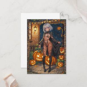 Trick or Treater, Brave Halloween Costume Girl Place Card