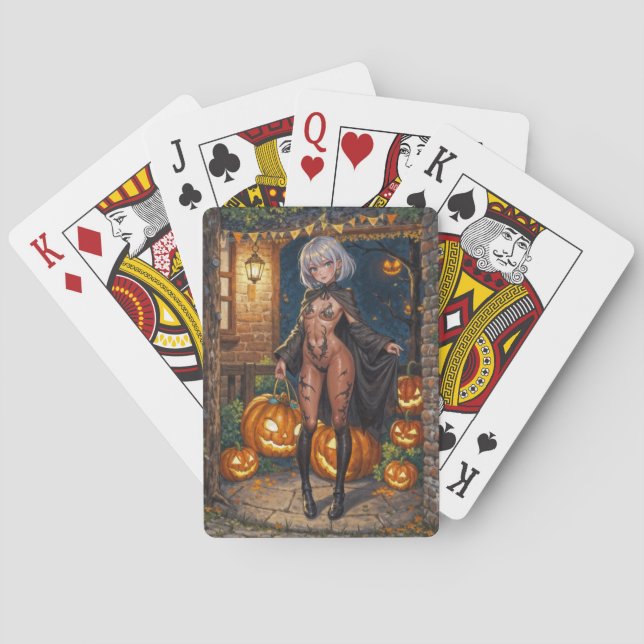 Trick or Treater, Brave Halloween Costume Girl Playing Cards (Back)