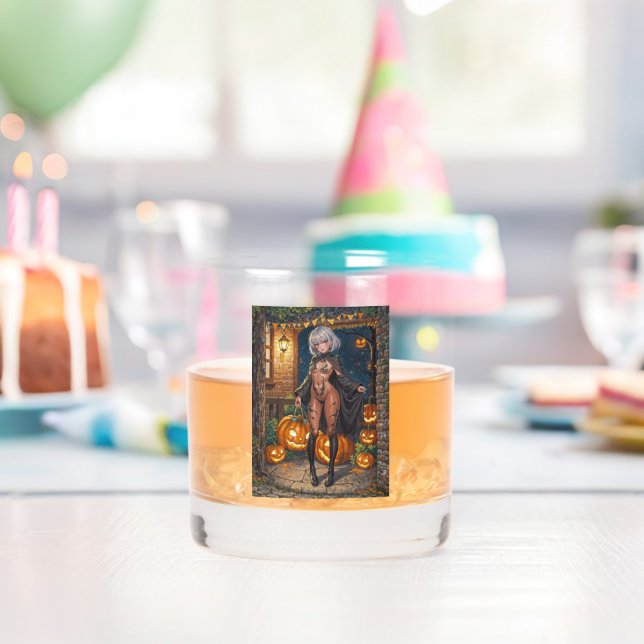 Trick or Treater, Brave Halloween Costume Girl Whiskey Glass (Insitu (Birthday))