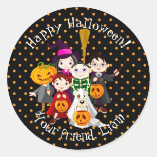 Trick or Treaters Halloween  Classic Round Label