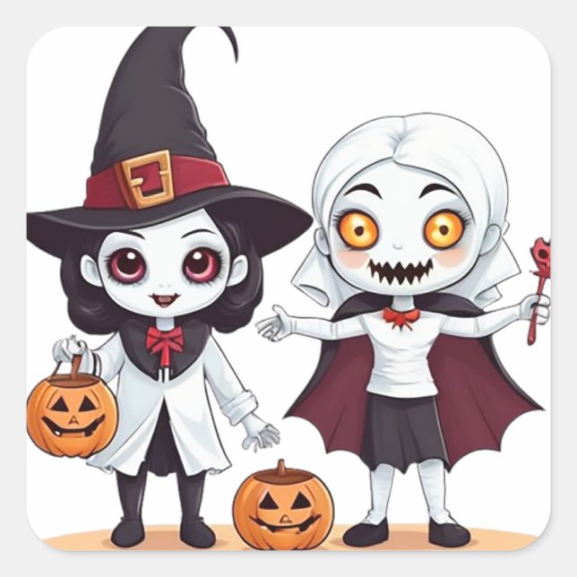 Trick or Treaters Square Sticker (Front)