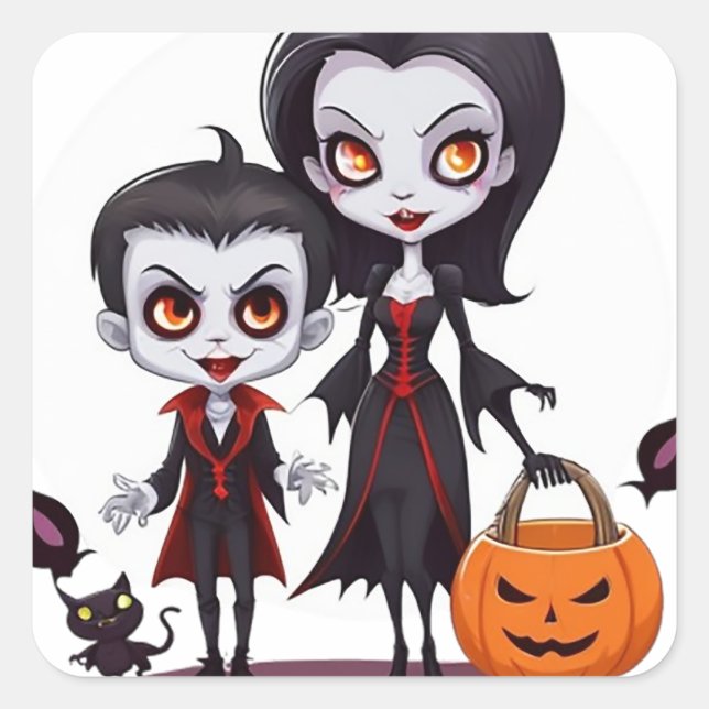 Trick or Treaters Square Sticker (Front)
