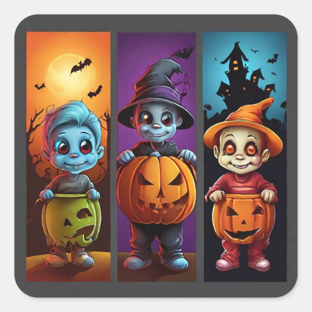 Trick or Treaters Square Sticker (Front)