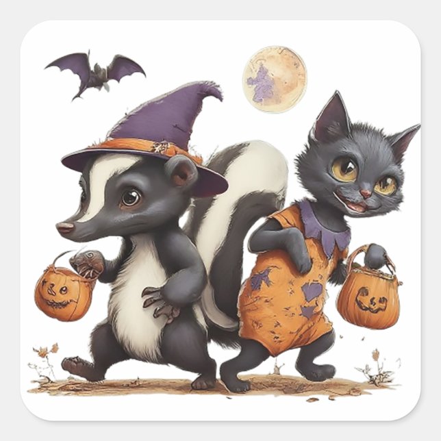 Trick or Treaters Square Sticker (Front)