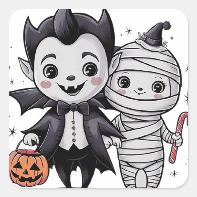 Trick or Treaters Square Sticker (Front)