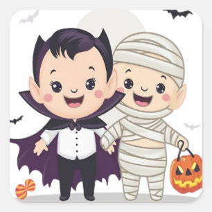 Trick or Treaters Square Sticker