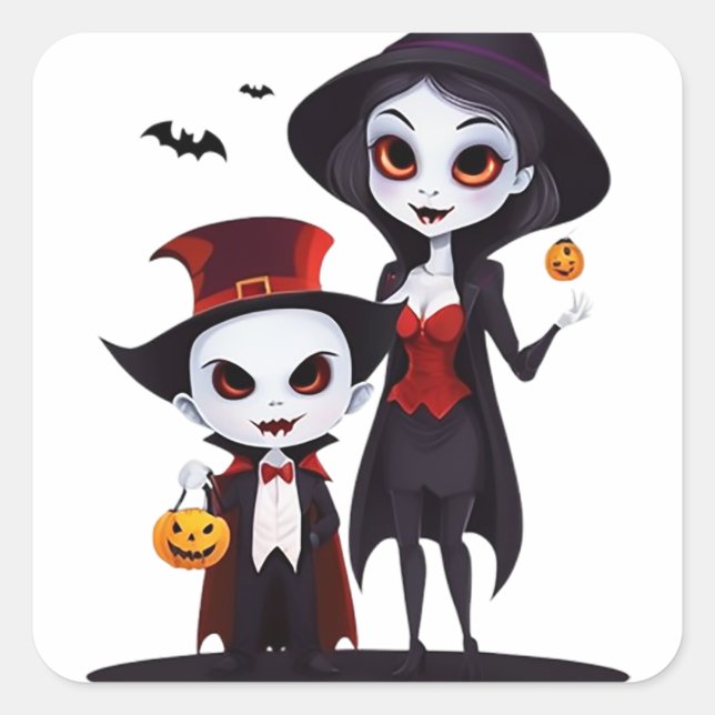 Trick or Treaters Square Sticker (Front)