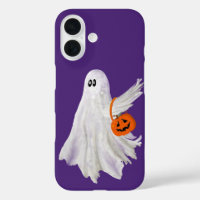 Trick Or Treating Ghost With Pumpkin Candy Bucket
