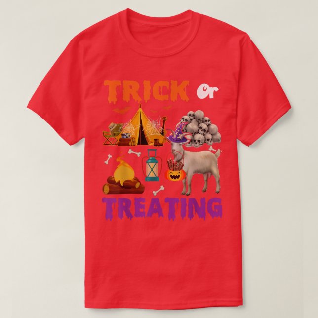 Trick Or Treating Halloween Goat Camping Scary Sku T-Shirt (Design Front)