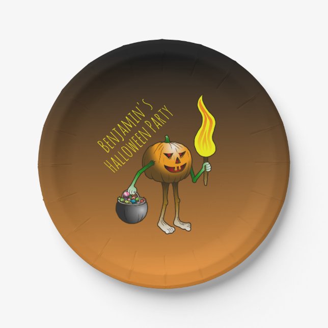 Trick or Treating Pumpkin Paper Plate (Front)