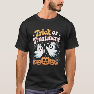 Trick or Treatment Funny Nurse Ghost Pumpkin Hallo T-Shirt