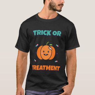 Trick Or Treatment Funny Nurse Halloween Pumpkin T-Shirt