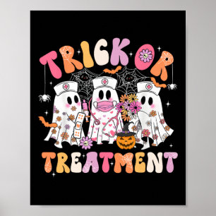 Trick Or Treatment Ghost Nurse Halloween Costume G Poster