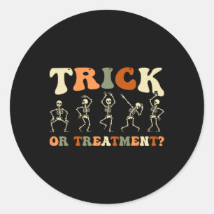 Trick Or Treatment Physical Therapy Halloween Skel Classic Round Sticker