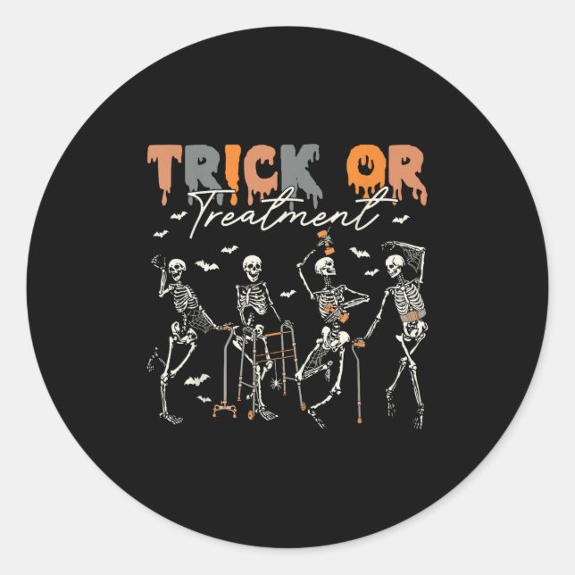 Trick Or Treatment Pt Physical Therapy Therapist H Classic Round Sticker (Front)