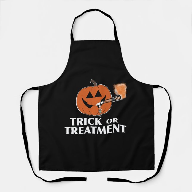 Trick or Treatment Respiratory Therapist Pumpkin Apron (Front)