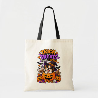 Trick or Treats More Treats Cute Halloween Puppy Tote Bag