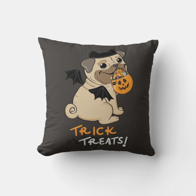Trick or Treats Pug Costume Cushion (Front)
