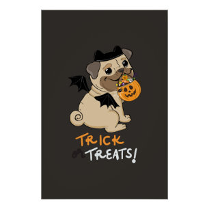 Trick or Treats Pug Costume Poster