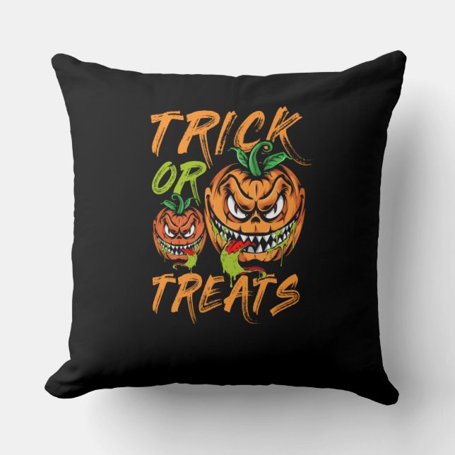 Trick or Treats with Funny Chilli Jack-o'-Lanterns Cushion (Front)