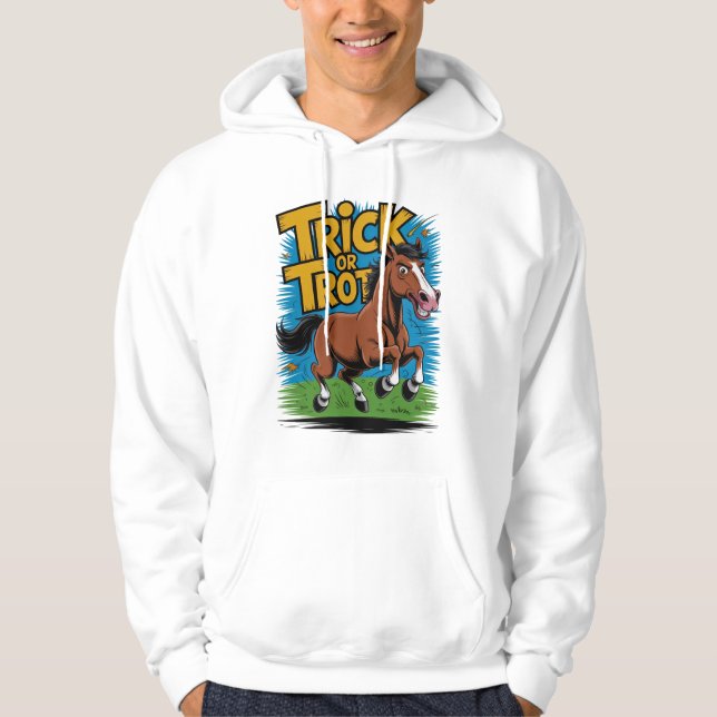 Trick or Trot Horse Design for Equestrian Fans Hoodie (Front)