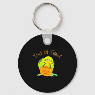 Trick Or Tweet Parakeet Budgie Mum Halloween Bird Key Ring
