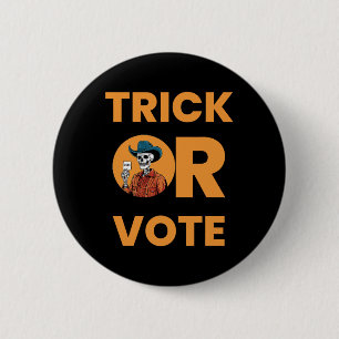 Trick Or Vote Halloween Election Vintage Cowboy Sk 6 Cm Round Badge