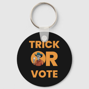 Trick Or Vote Halloween Election Vintage Cowboy Sk Key Ring