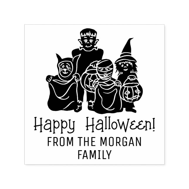 Trick r Treaters Silhouette Happy Halloween Wishes Self-inking Stamp (Design)