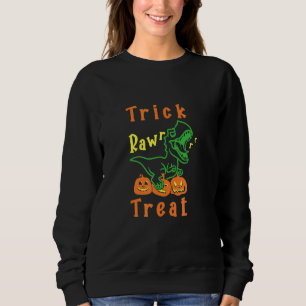 Trick Raw Treat Scary Dinosaur Horror Pumpkin Hall Sweatshirt