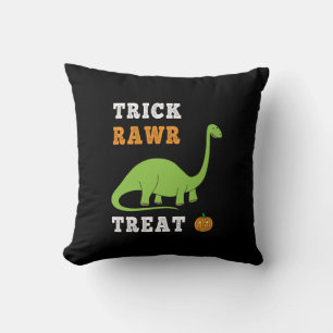 Trick Rawr Treat Cute Halloween Brontosaurus Dino Cushion