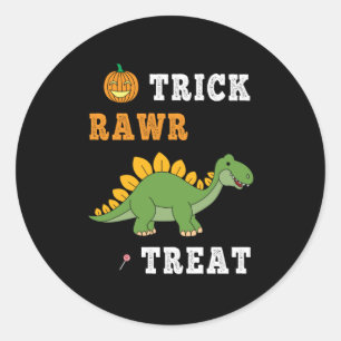 Trick Rawr Treat Cute Halloween Stegosaurus Dino Classic Round Sticker