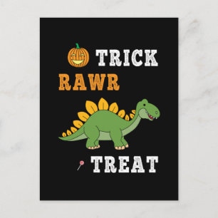 Trick Rawr Treat Cute Halloween Stegosaurus Dino Postcard