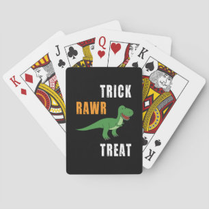 Trick Rawr Treat Cute Halloween Tyrannosaurus Rex Playing Cards