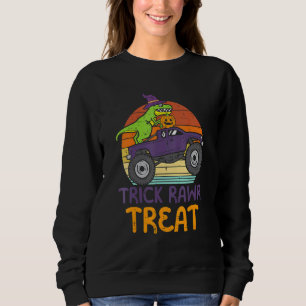 Trick Rawr Treat Dinosaur Monster Truck Halloween Sweatshirt