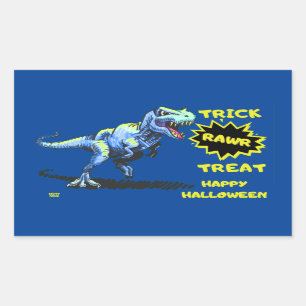"TRICK RAWR TREAT" funny halloween dinosaur Rectangular Sticker
