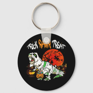 Trick Rawr Treat Halloween Dinosaur T Rex Pumpkin Key Ring