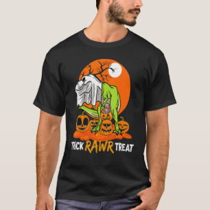 Trick Rawr Treat Rex Dinosaur Ghost Boys Halloween T-Shirt