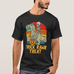 Trick Rawr Treat Skeleton Trex Dino Toddler Boys H T-Shirt