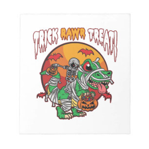 Trick Rawr Treat Spooky Halloween Dinosaur Notepad