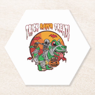 Trick Rawr Treat Spooky Halloween Dinosaur Paper Coaster