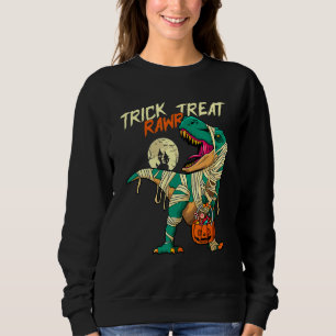 Trick Rawr Treat T Rex Dinosaur Mummy Boys Hallowe Sweatshirt